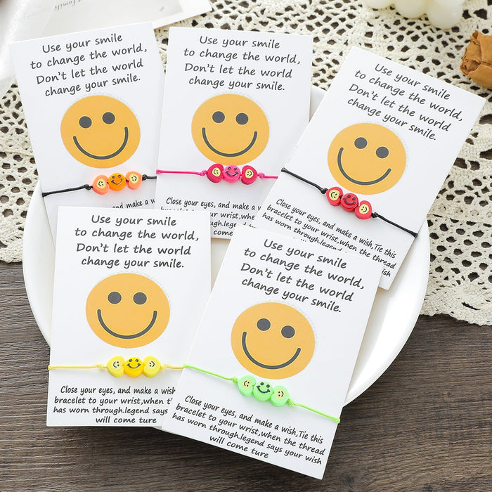 Wholesale soft ceramic resin heart-shaped smiley face knit bracelet JDC-BT-LanT016 Bracelet 阆天 Wholesale Jewelry JoyasDeChina Joyas De China