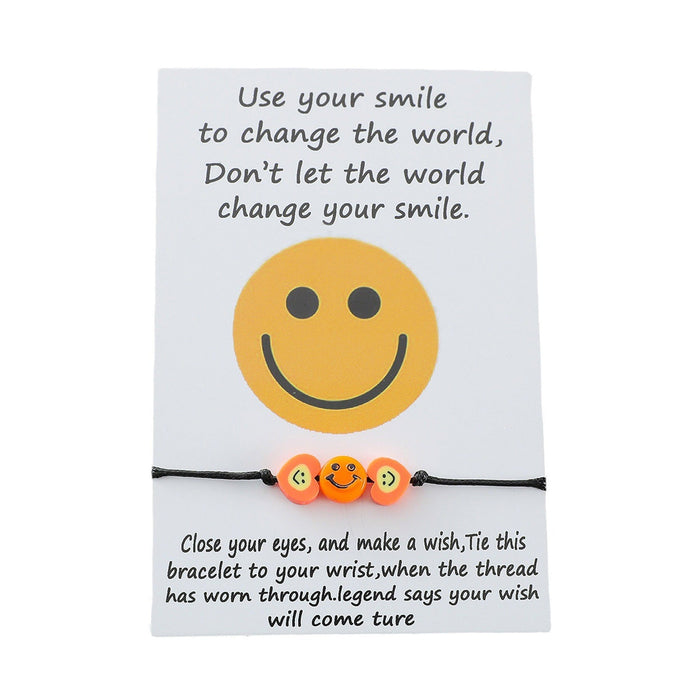 Wholesale soft ceramic resin heart-shaped smiley face knit bracelet JDC-BT-LanT016 Bracelet 阆天 Orange Wholesale Jewelry JoyasDeChina Joyas De China