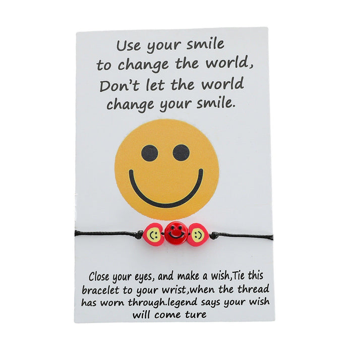 Wholesale soft ceramic resin heart-shaped smiley face knit bracelet JDC-BT-LanT016 Bracelet 阆天 Rose Wholesale Jewelry JoyasDeChina Joyas De China