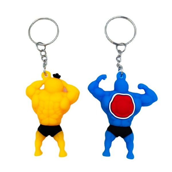 Wholesale soft rubber muscle strong man up to duck keychains JDC-KC-YD013 Keychains JoyasDeChina Wholesale Jewelry JoyasDeChina Joyas De China