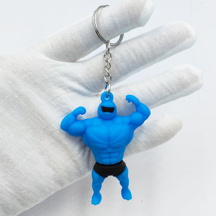 Wholesale soft rubber muscle strong man up to duck keychains JDC-KC-YD013 Keychains JoyasDeChina Blue - single lap Wholesale Jewelry JoyasDeChina Joyas De China