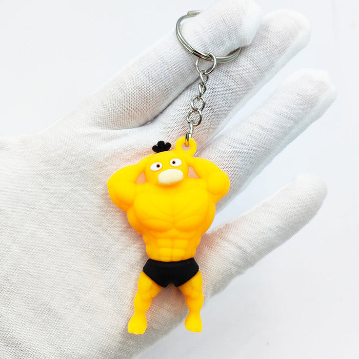 Wholesale soft rubber muscle strong man up to duck keychains JDC-KC-YD013 Keychains JoyasDeChina Yellow - lap Wholesale Jewelry JoyasDeChina Joyas De China