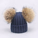 Wholesale solid color hat JDC-FH-LS004 Fashionhat JoyasDeChina Double ball hat - Navy children Wholesale Jewelry JoyasDeChina Joyas De China