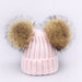 Wholesale solid color hat JDC-FH-LS004 Fashionhat JoyasDeChina Double ball hat - Pink children Wholesale Jewelry JoyasDeChina Joyas De China