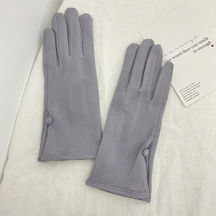 Wholesale solid color suede warm women gloves JDC-GS-BX-013 Gloves 伯循 grey one size Wholesale Jewelry JoyasDeChina Joyas De China