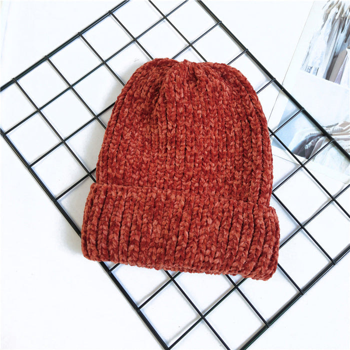 Wholesale solid color wool knitted hat JDC-FH-GSCM005 Fashionhat JoyasDeChina Brick red M（56-58cm） Wholesale Jewelry JoyasDeChina Joyas De China