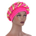 Wholesale space layer two-color sequined twist turban hat JDC-FH-QD004 Fashionhat 群德 rose red Wholesale Jewelry JoyasDeChina Joyas De China