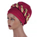 Wholesale space layer two-color sequined twist turban hat JDC-FH-QD004 Fashionhat 群德 wine red Wholesale Jewelry JoyasDeChina Joyas De China