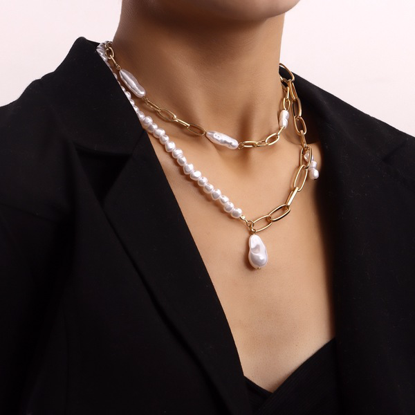 Wholesale special-shaped pearl pendant alloy necklaces JDC-NE-ZW016 necklaces JoyasDeChina Wholesale Jewelry JoyasDeChina Joyas De China