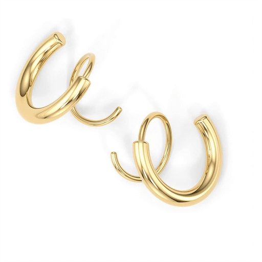 Wholesale Spiral Double Hoop Twist Earrings Copper Plated 14k Real Gold JDC-ES-Jif001 Earrings 集沣 Wholesale Jewelry JoyasDeChina Joyas De China