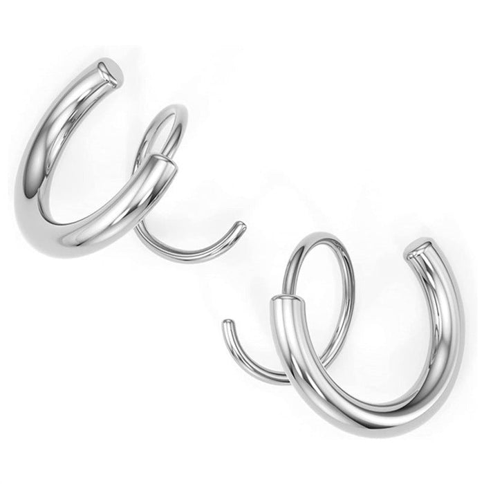 Wholesale Spiral Double Hoop Twist Earrings Copper Plated 14k Real Gold JDC-ES-Jif001 Earrings 集沣 Silver Wholesale Jewelry JoyasDeChina Joyas De China