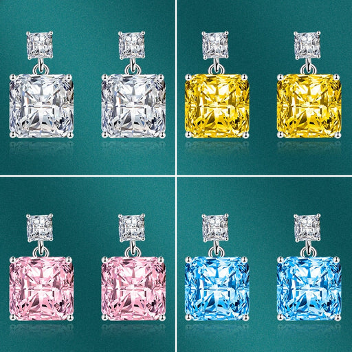 Wholesale splicing square blue silver plated earrings JDC-ES-BZ013 Earrings 标志 Wholesale Jewelry JoyasDeChina Joyas De China