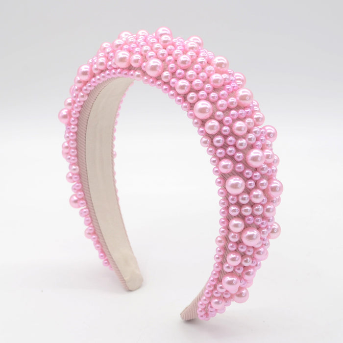 Wholesale sponge flannel pearl headband JDC-HD-Yul011 Headband 雨灵 pink Wholesale Jewelry JoyasDeChina Joyas De China