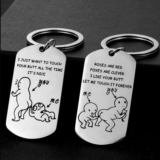 Wholesale Spoof Stainless Steel Couple Keychain JDC-KC-YiQu001 Keychains 夷趣 Wholesale Jewelry JoyasDeChina Joyas De China