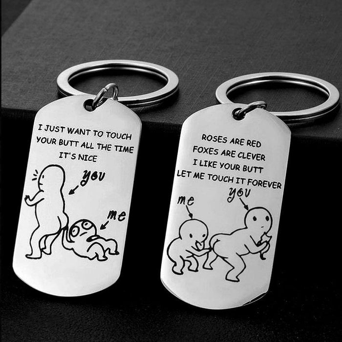 Wholesale Spoof Stainless Steel Couple Keychain JDC-KC-YiQu001 Keychains 夷趣 Wholesale Jewelry JoyasDeChina Joyas De China