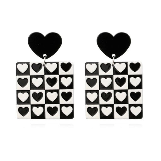 Wholesale square acrylic black and White Earrings JDC-ES-MY205 Earrings 曼茵 Wholesale Jewelry JoyasDeChina Joyas De China