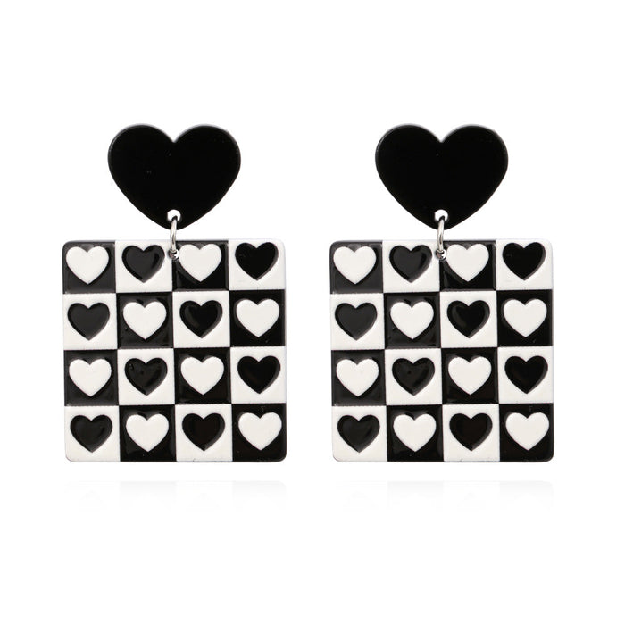 Wholesale square acrylic black and White Earrings JDC-ES-MY205 Earrings 曼茵 color Wholesale Jewelry JoyasDeChina Joyas De China