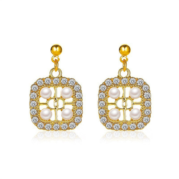 Wholesale square alloy pearl earrings JDC-ES-D557 Earrings JoyasDeChina 01KC Gold Wholesale Jewelry JoyasDeChina Joyas De China