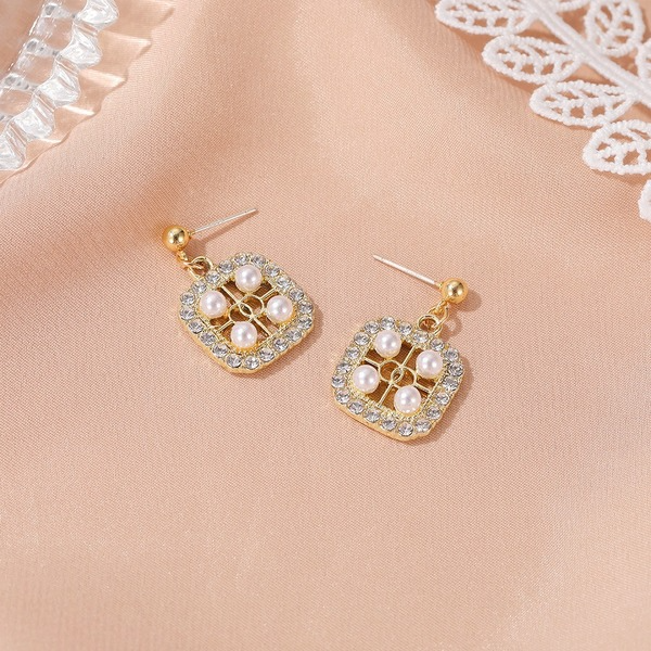 Wholesale square alloy pearl earrings JDC-ES-D557 Earrings JoyasDeChina Wholesale Jewelry JoyasDeChina Joyas De China
