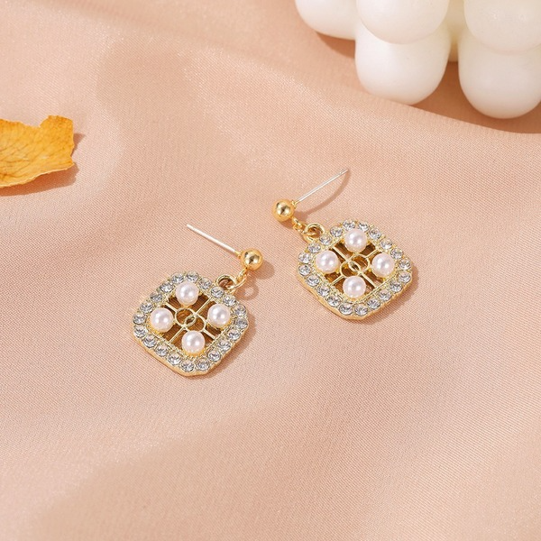 Wholesale square alloy pearl earrings JDC-ES-D557 Earrings JoyasDeChina Wholesale Jewelry JoyasDeChina Joyas De China