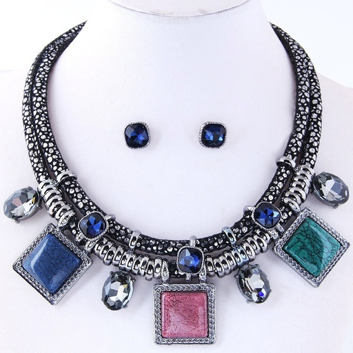 Wholesale Square Alloy Resin Necklaces JDC-NE-WY001 necklaces JoyasDeChina Wholesale Jewelry JoyasDeChina Joyas De China