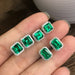 Wholesale square full diamond set green zircon stud earrings JDC-ES-Caos003 Earrings 曹适 Wholesale Jewelry JoyasDeChina Joyas De China