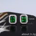 Wholesale square full diamond set green zircon stud earrings JDC-ES-Caos003 Earrings 曹适 Wholesale Jewelry JoyasDeChina Joyas De China