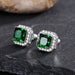 Wholesale square full diamond set green zircon stud earrings JDC-ES-Caos003 Earrings 曹适 Wholesale Jewelry JoyasDeChina Joyas De China
