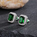 Wholesale square full diamond set green zircon stud earrings JDC-ES-Caos003 Earrings 曹适 69 Wholesale Jewelry JoyasDeChina Joyas De China