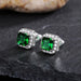 Wholesale square full diamond set green zircon stud earrings JDC-ES-Caos003 Earrings 曹适 71 Wholesale Jewelry JoyasDeChina Joyas De China