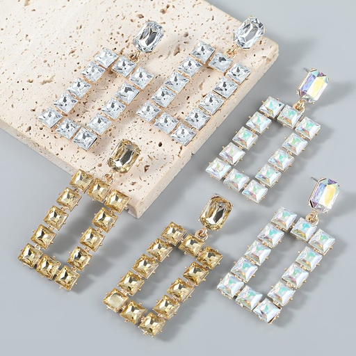 Wholesale square glass diamond alloy earrings JDC-ES-JL075 Earrings JoyasDeChina Wholesale Jewelry JoyasDeChina Joyas De China
