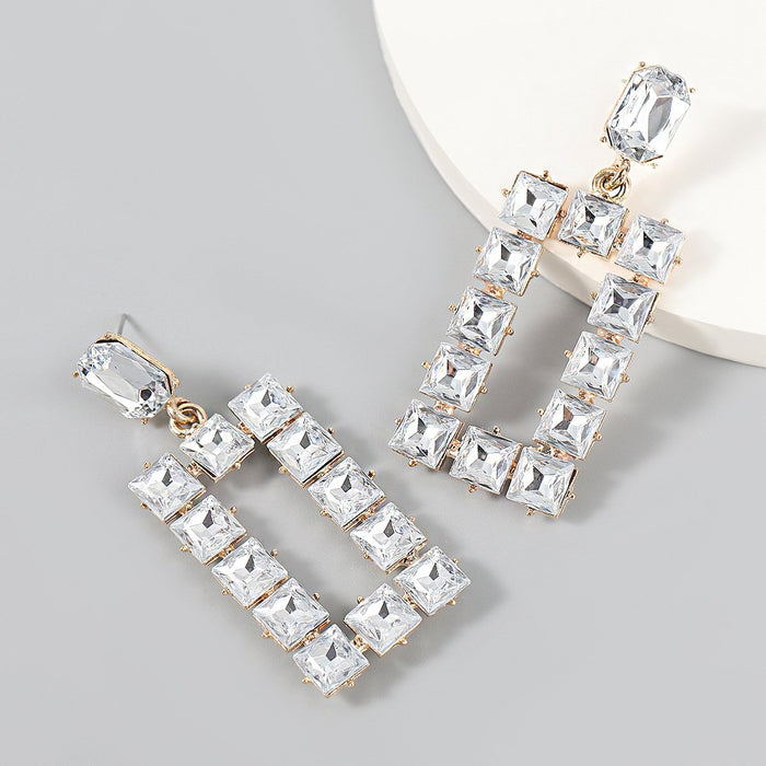 Wholesale square glass diamond alloy earrings JDC-ES-JL075 Earrings JoyasDeChina white Wholesale Jewelry JoyasDeChina Joyas De China