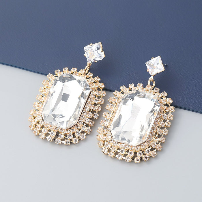 Wholesale square glass diamond alloy earrings JDC-ES-JL079 Earrings JoyasDeChina white Wholesale Jewelry JoyasDeChina Joyas De China