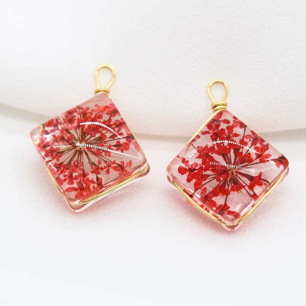 Bulk Jewelry Wholesale square glass flower charms JDC-CS-ZX014 Wholesale factory from China YIWU China