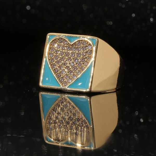 Wholesale square heart-shaped copper inlaid zircon rings JDC-RS-HX110 Rings JoyasDeChina Wholesale Jewelry JoyasDeChina Joyas De China