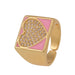 Wholesale square heart-shaped copper inlaid zircon rings JDC-RS-HX110 Rings JoyasDeChina pink Adjustable opening Wholesale Jewelry JoyasDeChina Joyas De China