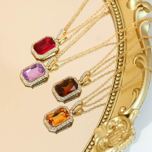 Wholesale Square zircon pendant necklace for women JDC-NE-JD238 necklaces JoyasDeChina Wholesale Jewelry JoyasDeChina Joyas De China
