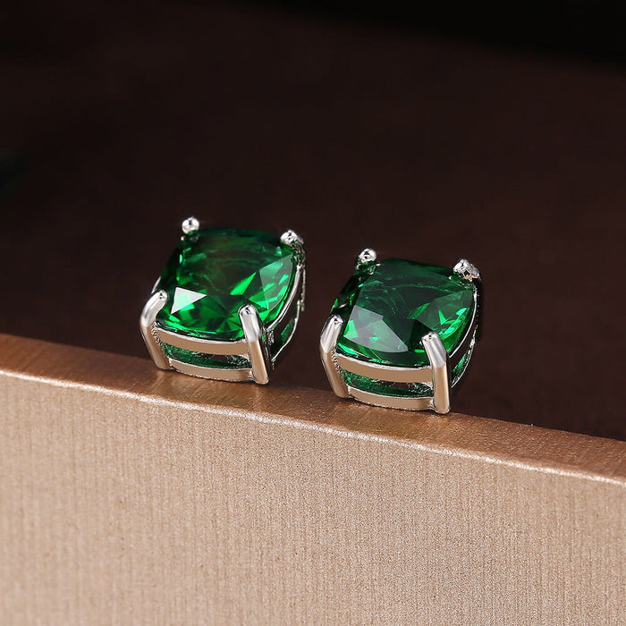 Wholesale square zircon stud earrings JDC-ES-Caos005 Earrings 曹适 Wholesale Jewelry JoyasDeChina Joyas De China
