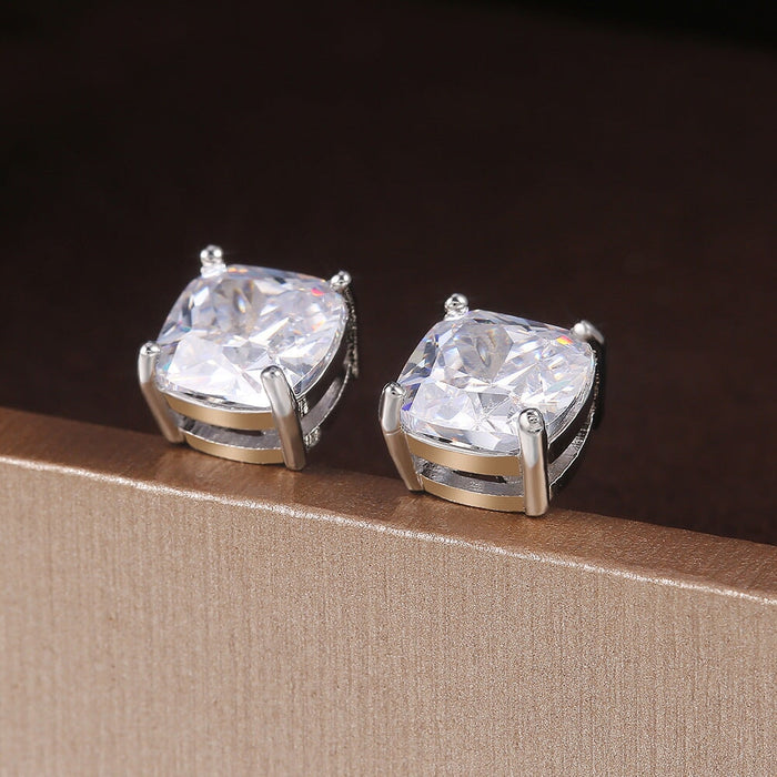 Wholesale square zircon stud earrings JDC-ES-Caos005 Earrings 曹适 Wholesale Jewelry JoyasDeChina Joyas De China