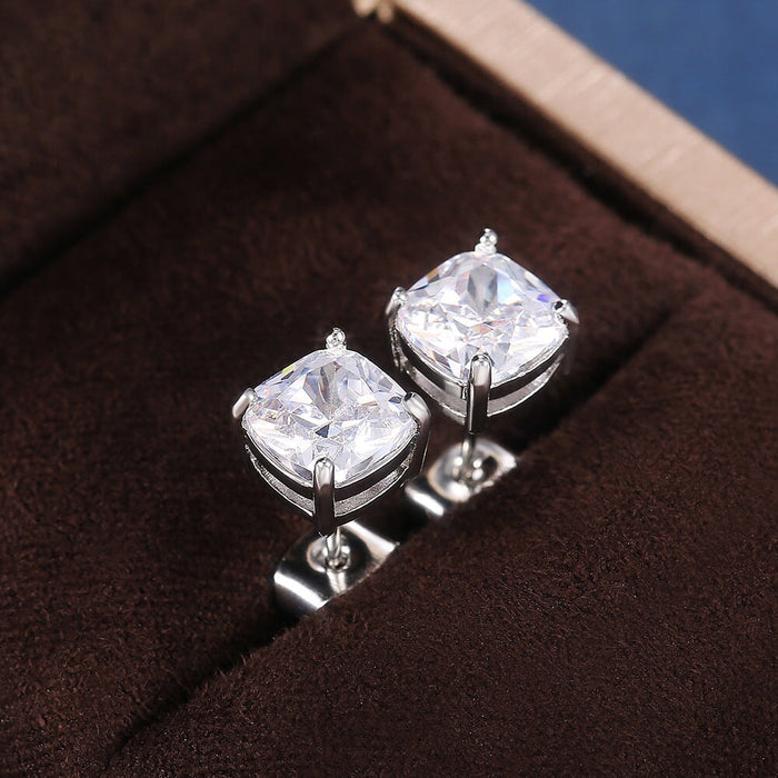 Wholesale square zircon stud earrings JDC-ES-Caos005 Earrings 曹适 Wholesale Jewelry JoyasDeChina Joyas De China
