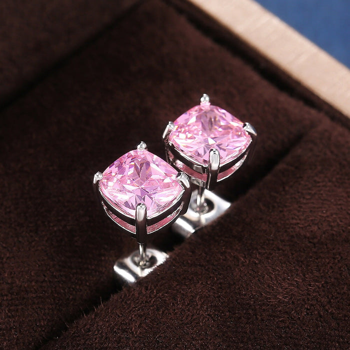 Wholesale square zircon stud earrings JDC-ES-Caos005 Earrings 曹适 Wholesale Jewelry JoyasDeChina Joyas De China