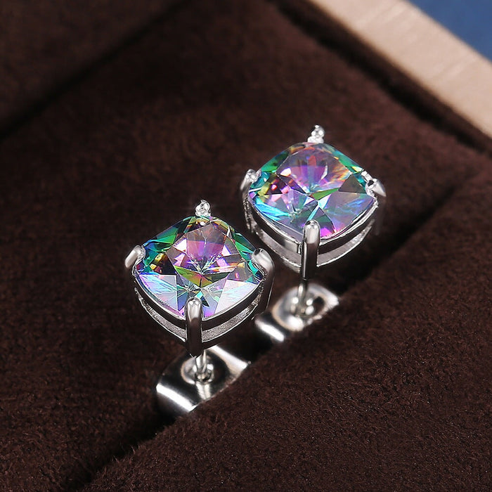 Wholesale square zircon stud earrings JDC-ES-Caos005 Earrings 曹适 Wholesale Jewelry JoyasDeChina Joyas De China