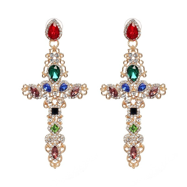 Wholesale stained glass cross earrings JDC-ES-GSJJ073 Earrings JoyasDeChina Wholesale Jewelry JoyasDeChina Joyas De China