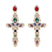 Wholesale stained glass cross earrings JDC-ES-GSJJ073 Earrings JoyasDeChina golden+color Wholesale Jewelry JoyasDeChina Joyas De China