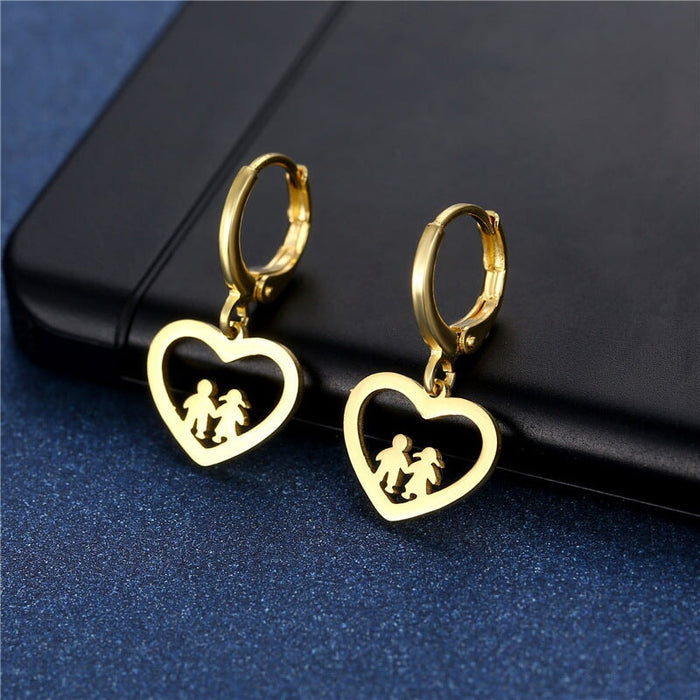 Wholesale stainless steel 18K Gold Heart Earrings JDC-ES-Mingm029 Earrings 敏萌 EZ1 Wholesale Jewelry JoyasDeChina Joyas De China