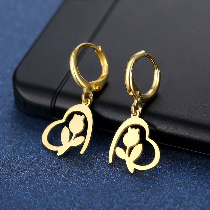 Wholesale stainless steel 18K Gold Heart Earrings JDC-ES-Mingm029 Earrings 敏萌 EZ4 Wholesale Jewelry JoyasDeChina Joyas De China