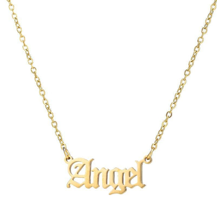 Wholesale stainless steel angel letter necklace JDC-NE-SS004 Necklaces 双硕 Wholesale Jewelry JoyasDeChina Joyas De China