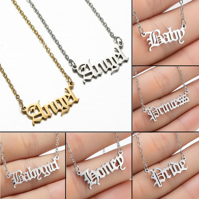 Wholesale stainless steel angel letter necklace JDC-NE-SS004 Necklaces 双硕 Wholesale Jewelry JoyasDeChina Joyas De China