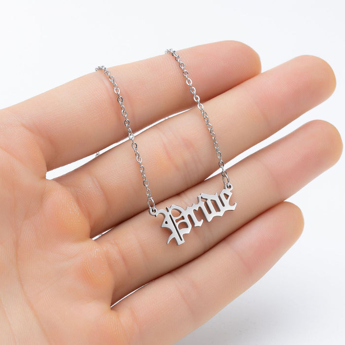 Wholesale stainless steel angel letter necklace JDC-NE-SS004 Necklaces 双硕 Wholesale Jewelry JoyasDeChina Joyas De China