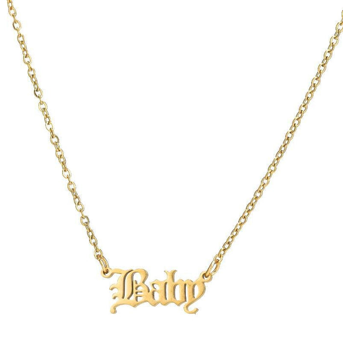 Wholesale stainless steel angel letter necklace JDC-NE-SS004 Necklaces 双硕 Baby gold Wholesale Jewelry JoyasDeChina Joyas De China